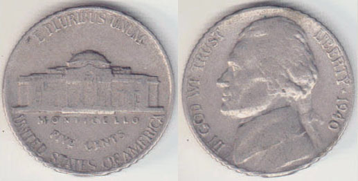 1940 USA 5 Cents (Nickel) A008159